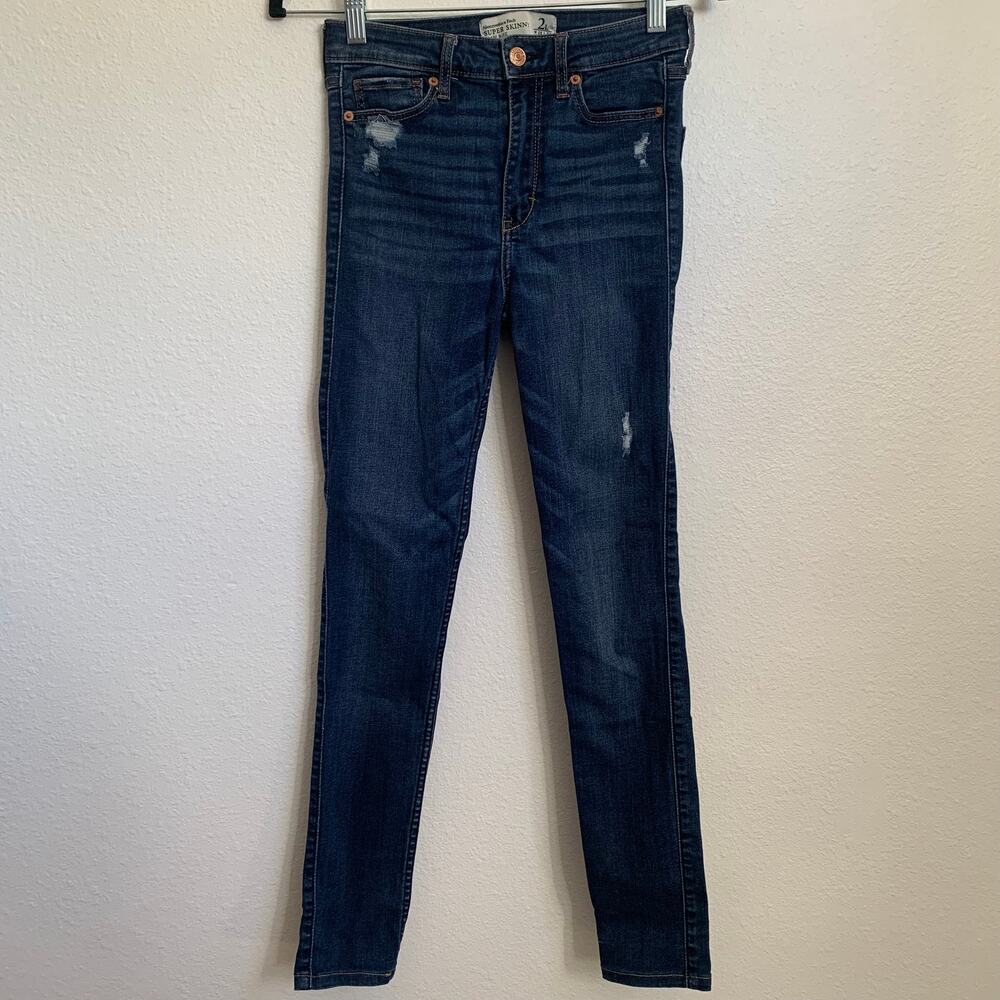 5/$25 Abercrombie & Fitch High Rise Super‎ Skinny Jeans in Medium Blue Wash